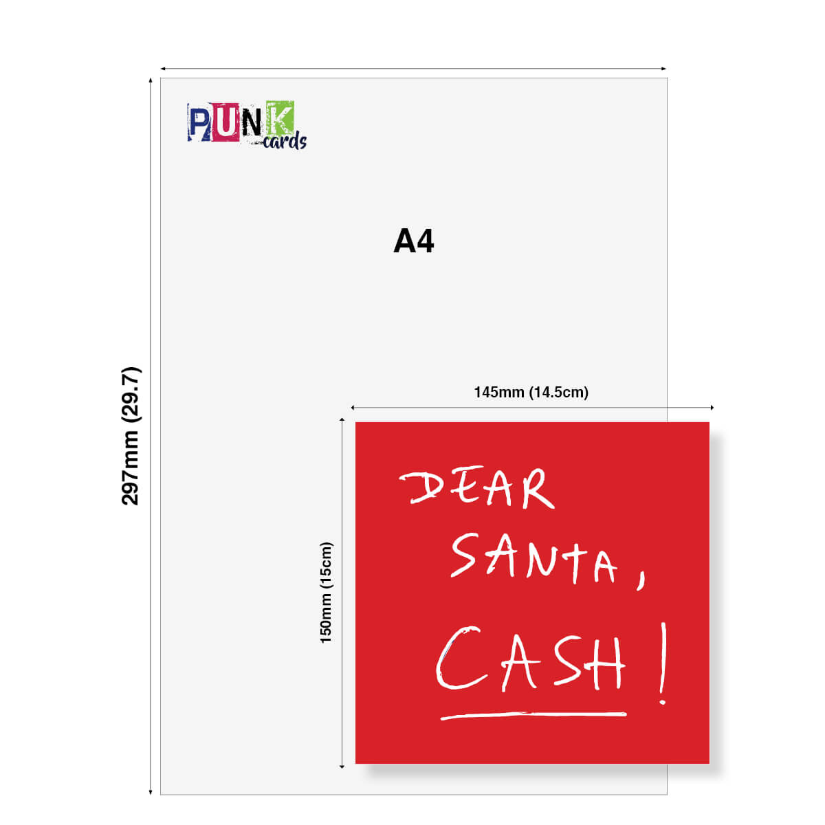 Funny Christmas Card, “Dear Santa, Cash”, Humorous Xmas Card for Friends, Family & Colleagues