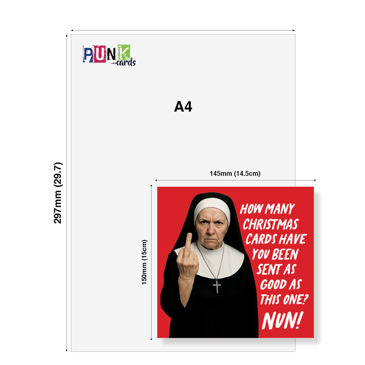 Funny Christmas Card, Funny and cheeky nun design with hilarious punchline