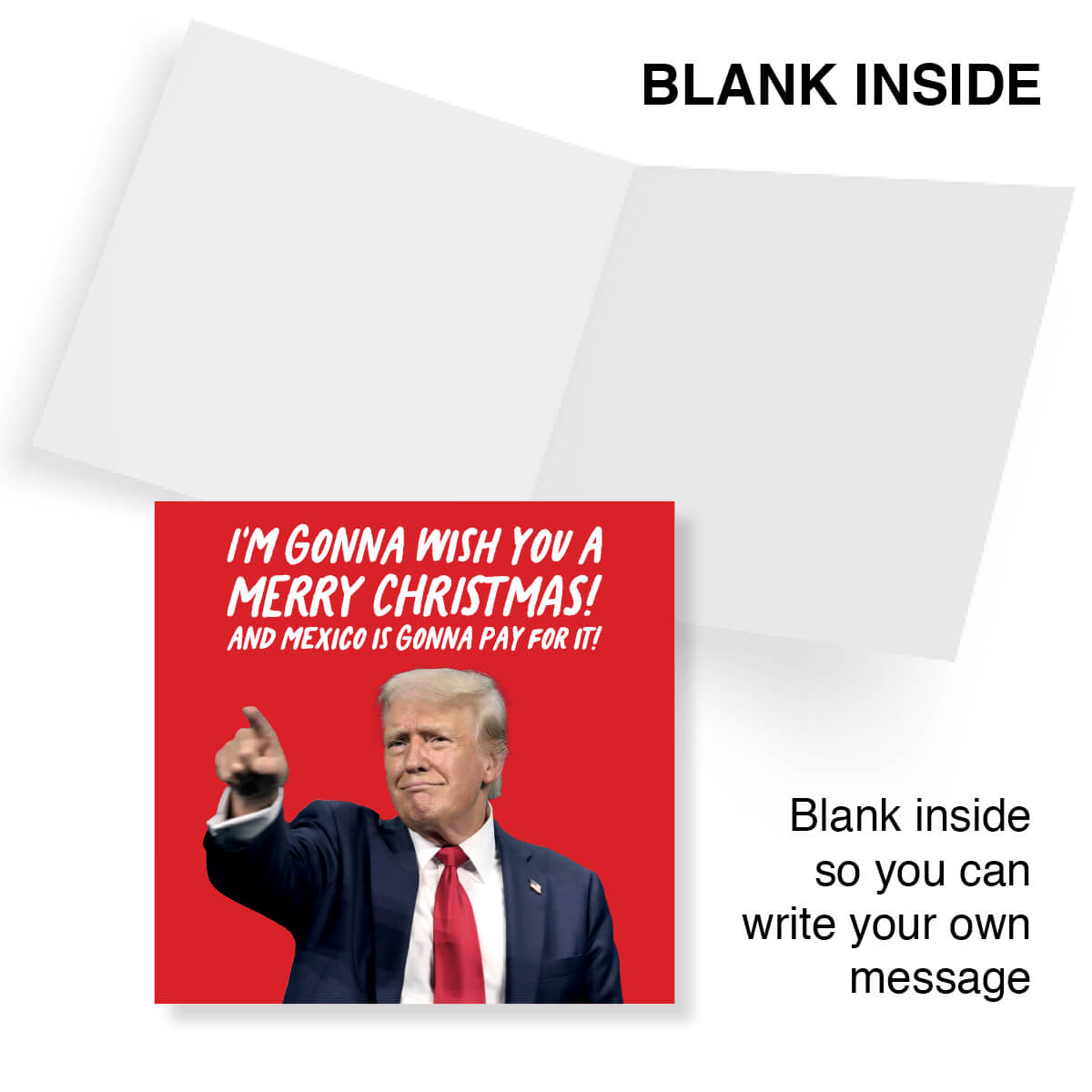Funny Political Christmas Card – “I’m Gonna Wish You a Merry Christmas” – Hilarious Secret Santa or Joke Xmas Card for Friends, Family & Workmates