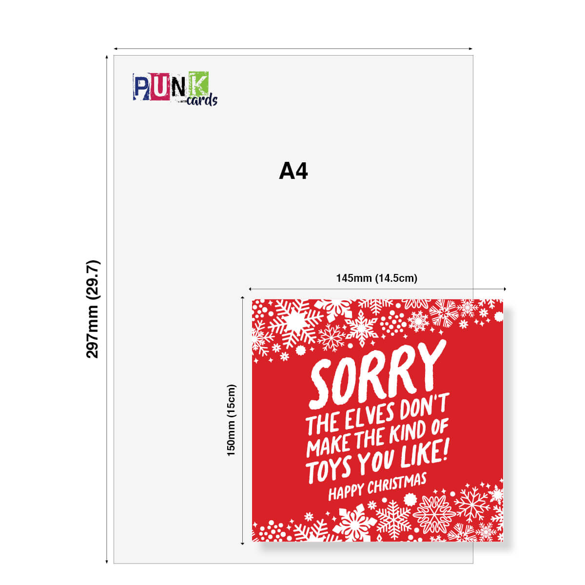Funny Christmas Card – “Sorry, The Elves Don’t Make The Kind Of Toys You Like!” – Humorous Adult Xmas Card for Friends or Partner – Made in the UK by Punk Cards