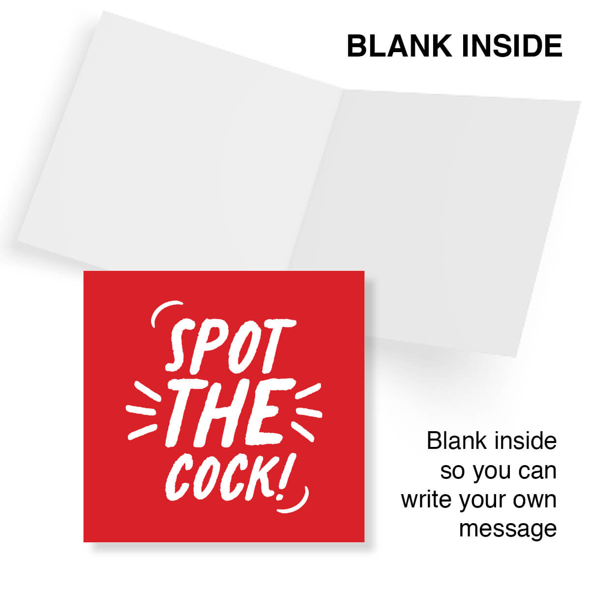 Rude Christmas Card, Funny “Spot the Cock” Joke, Cheeky Xmas Card with Pointing Hand Gag Inside