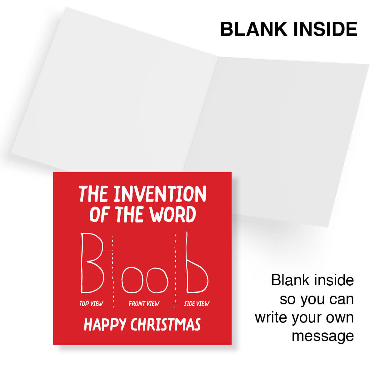 Rude Christmas Card, Funny Boob Joke, Hilarious Adult Xmas Card for Friends & Mates