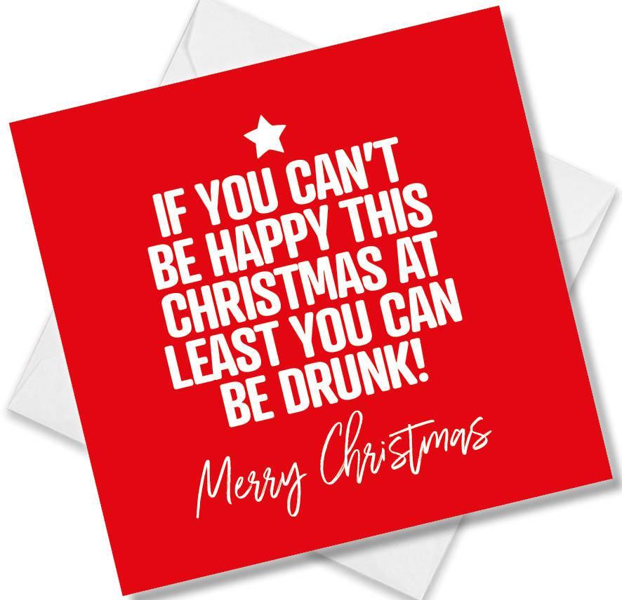 Funny red Christmas greeting card with bold white text and a star, humorous festive message