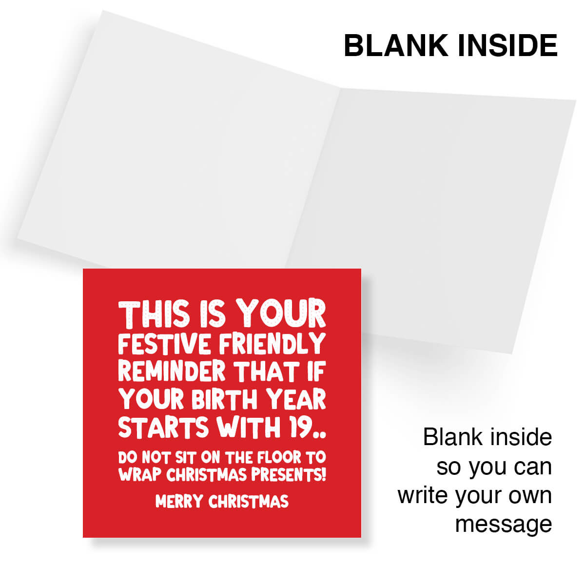 Funny ageing Christmas card blank inside for a personal message