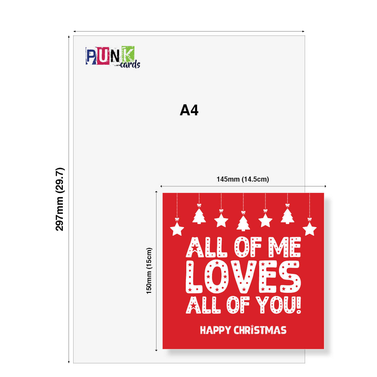 All of Me Loves All of You Christmas card size 145mm by 150mm