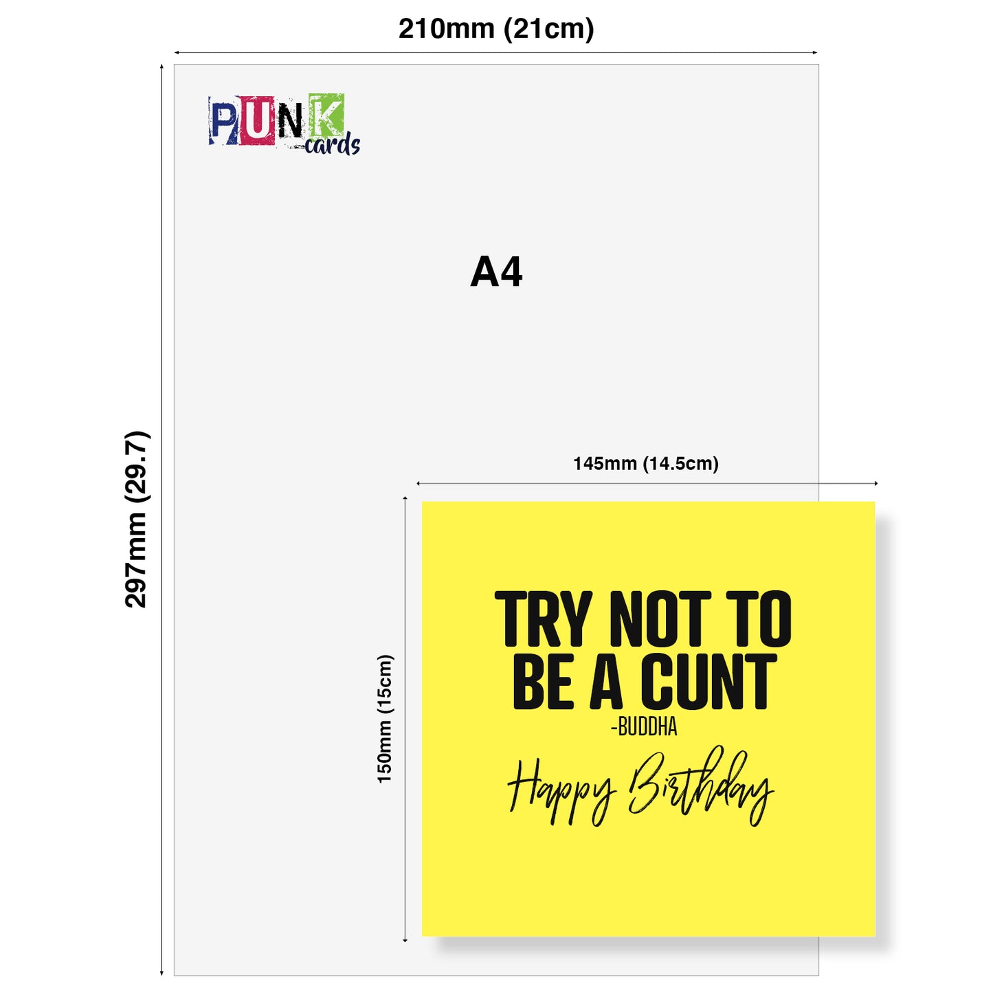 Funny Rude Birthday Card – Try Not To Be A Cunt - Buddha