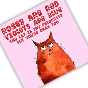 Roses Are Red Violets Are Blue The Cat is my Favourite But You’re Okay Too.