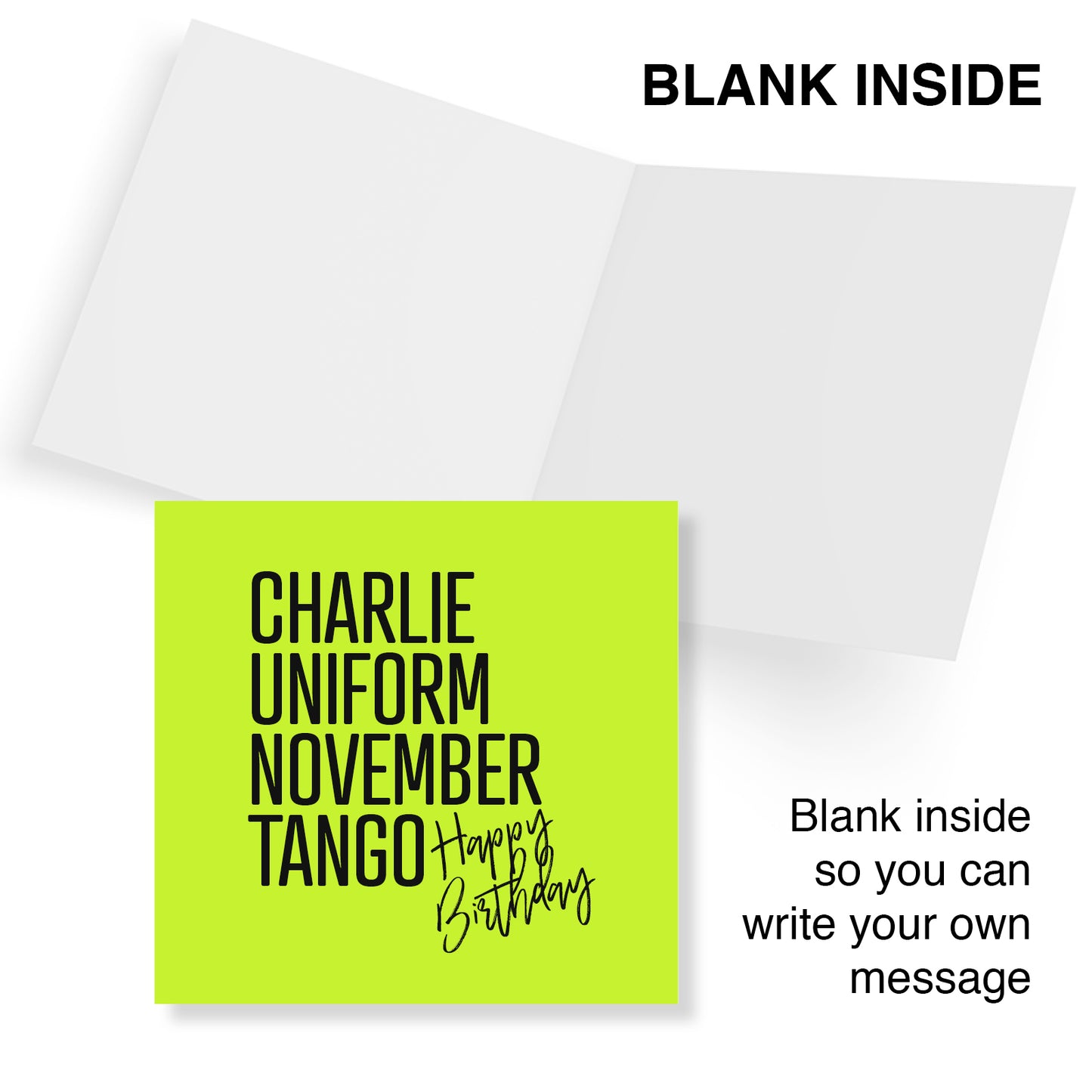 Funny Rude Birthday Card – Charlie Uniform November Tango Happy Birthday