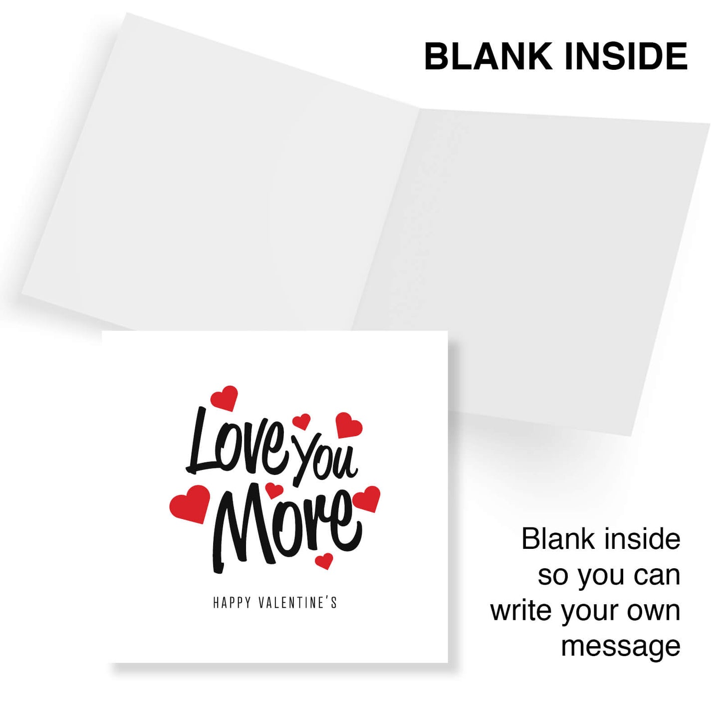 Romantic Valentines Day Card – Love You More Valentine's Day Card - Classic Heart Design