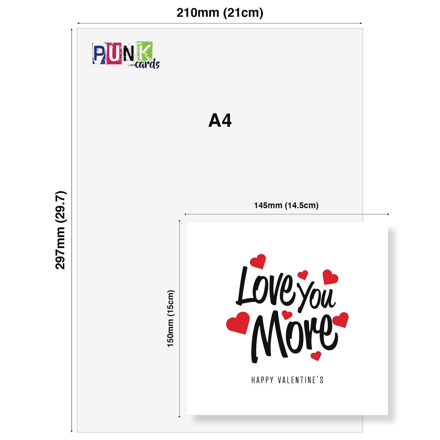 Romantic Valentines Day Card – Love You More Valentine's Day Card - Classic Heart Design