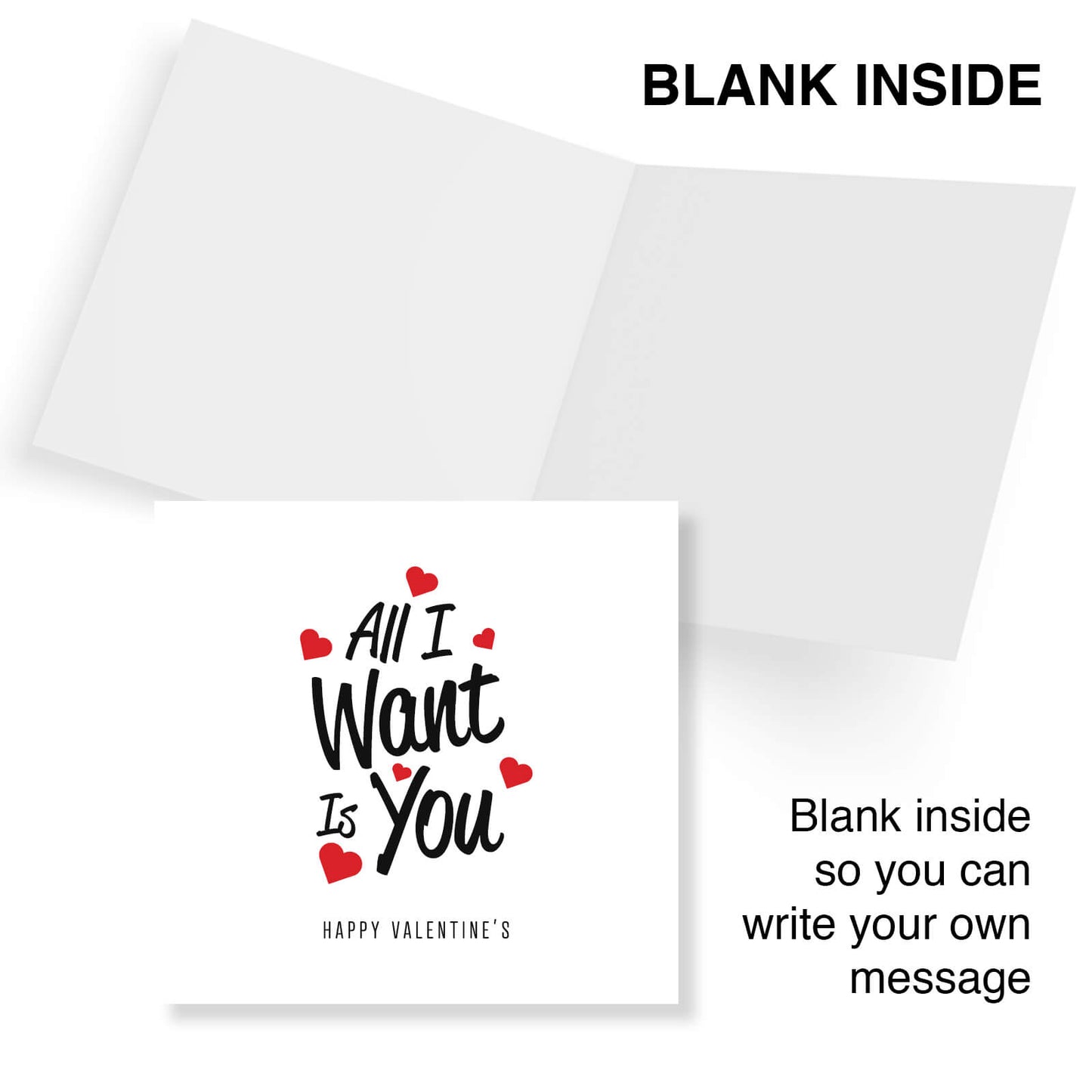 Romantic Valentines Day Card – All I Want Is You Valentine's Day Card - Romantic Gift