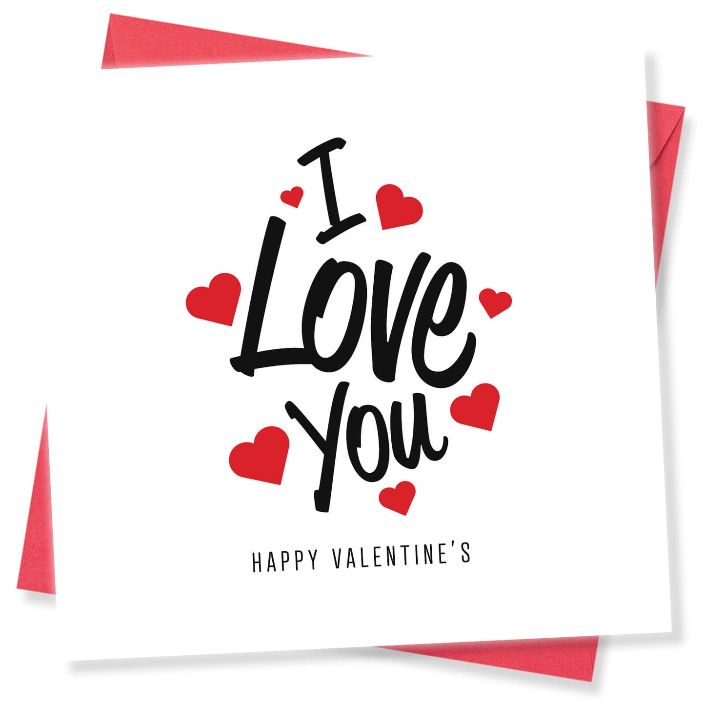 Romantic Valentines Day Card – I Love You Valentine's Day Card - Romantic Red Hearts Design