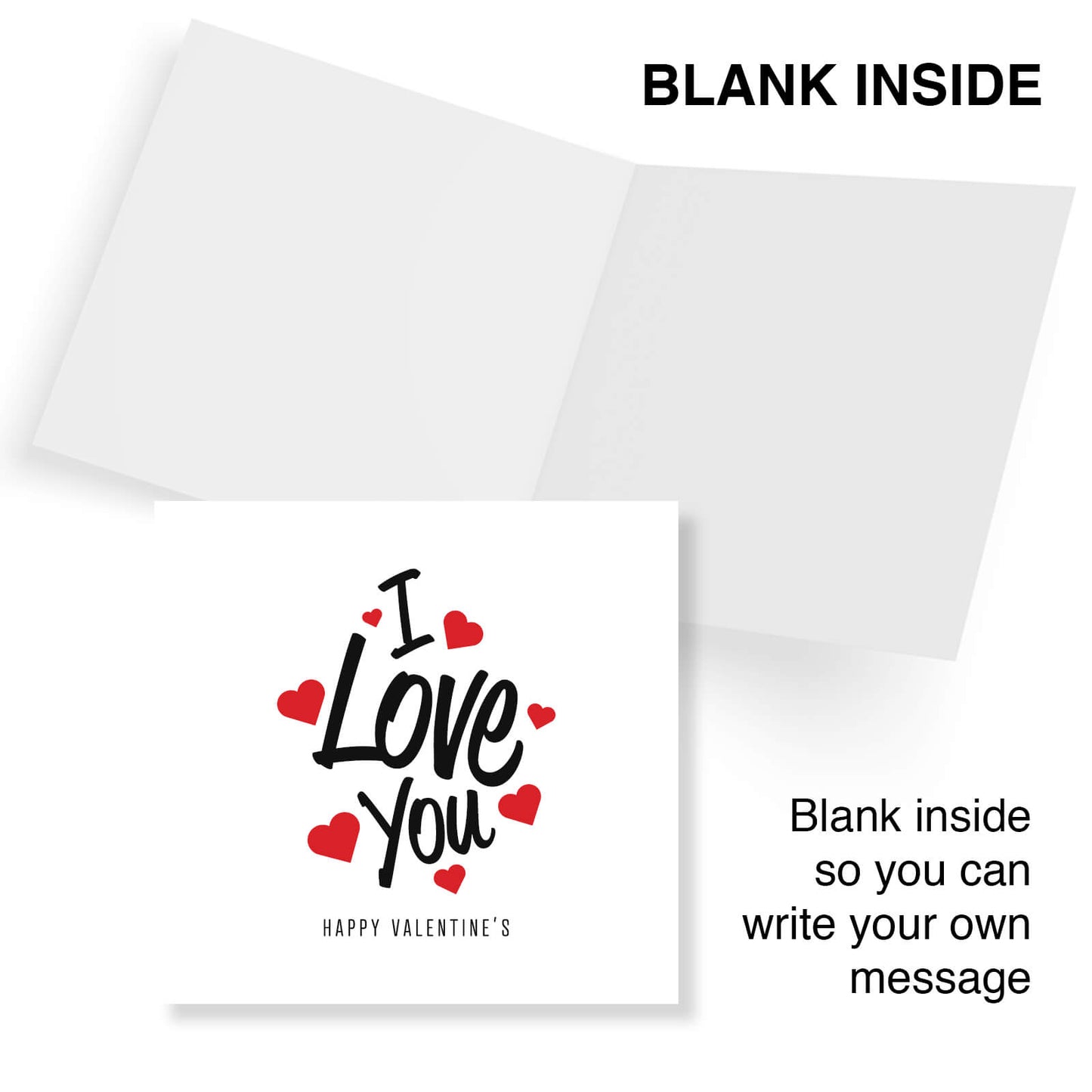 Romantic Valentines Day Card – I Love You Valentine's Day Card - Romantic Red Hearts Design
