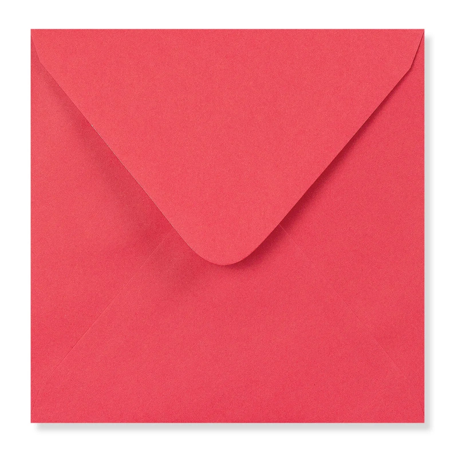 Square red envelope for greeting cards on white background