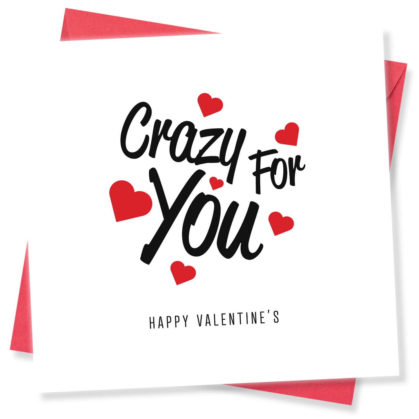 Romantic Valentines Day Card – Crazy for You Valentine's Card - Fun and Romantic Design