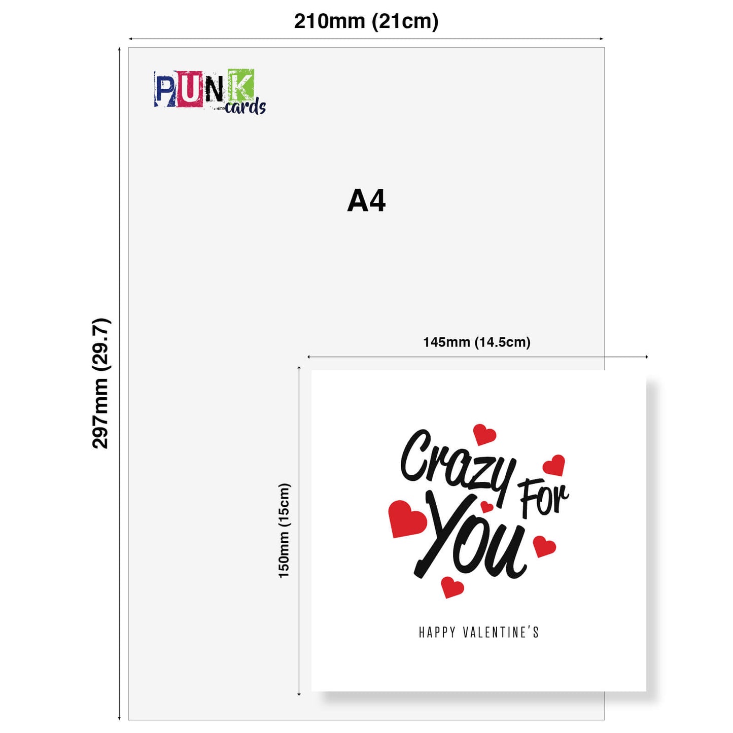 Romantic Valentines Day Card – Crazy for You Valentine's Card - Fun and Romantic Design