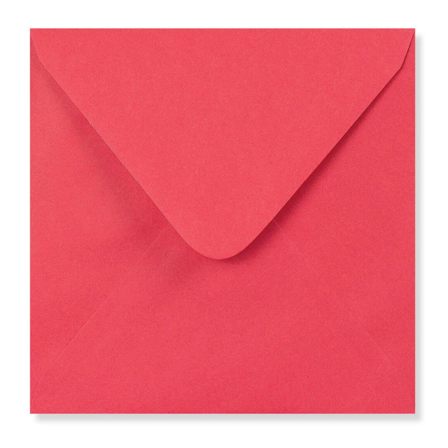 Bright red square greeting card envelope on white background