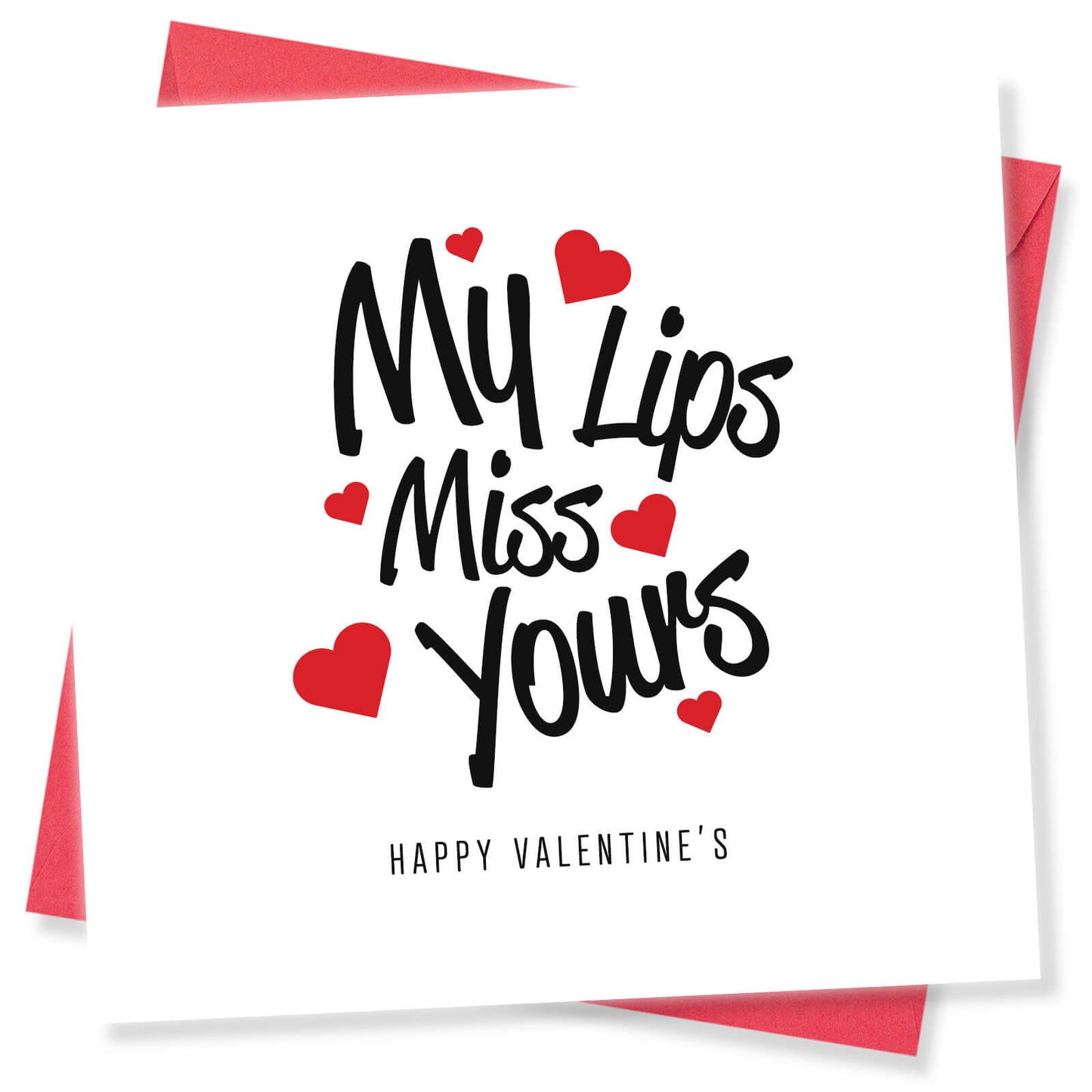 Romantic Valentines Day Card – My Lips Miss Yours Valentine's Card - Romantic and Playful