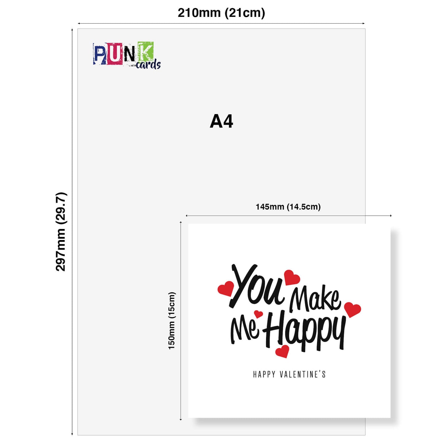 Romantic Valentines Day Card – You Make Me Happy Valentine's Day Card - Sweet and Loving