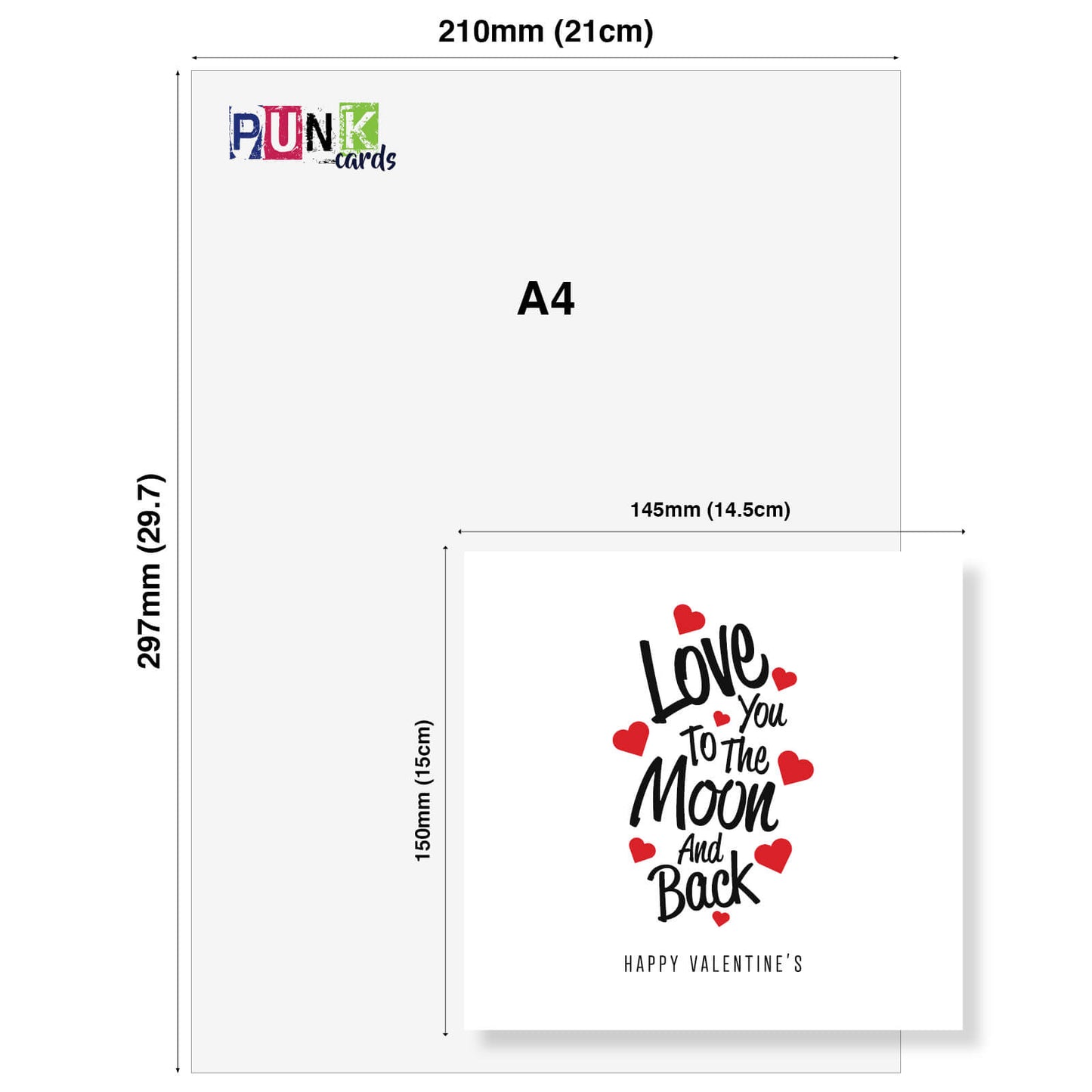 Romantic Valentines Day Card – Love You Too The Moon and Back - Romantic Hearts Design