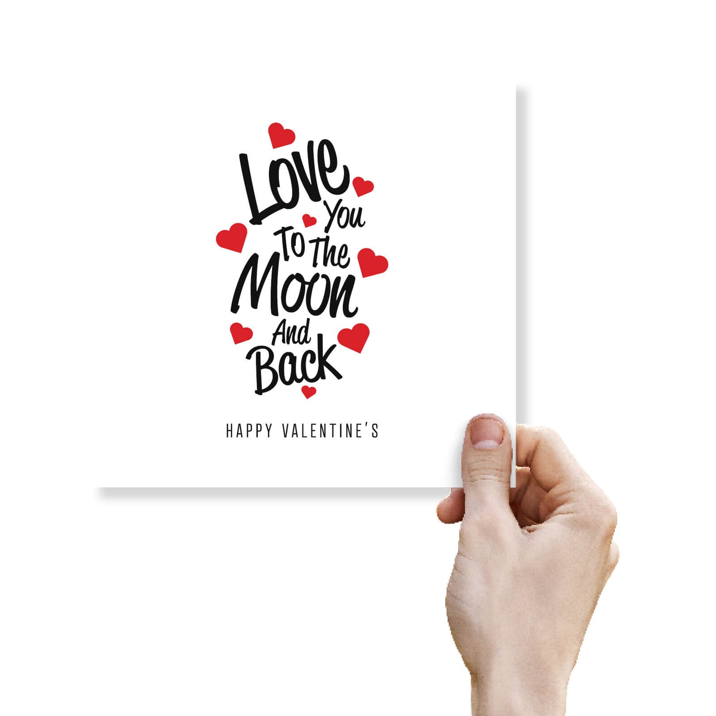 Romantic Valentines Day Card – Love You Too The Moon and Back - Romantic Hearts Design