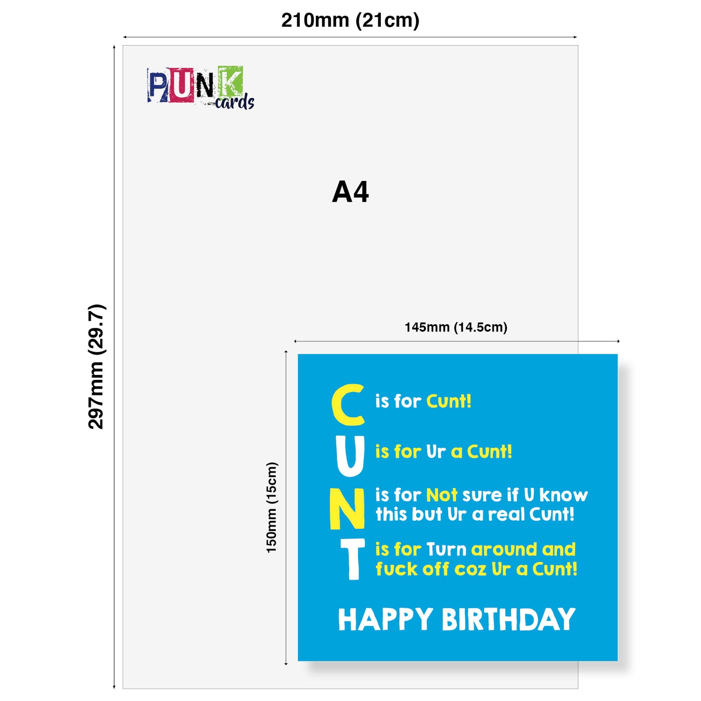 Funny Rude Birthday Card – C is for Cunt! U is for Ur a Cunt!
