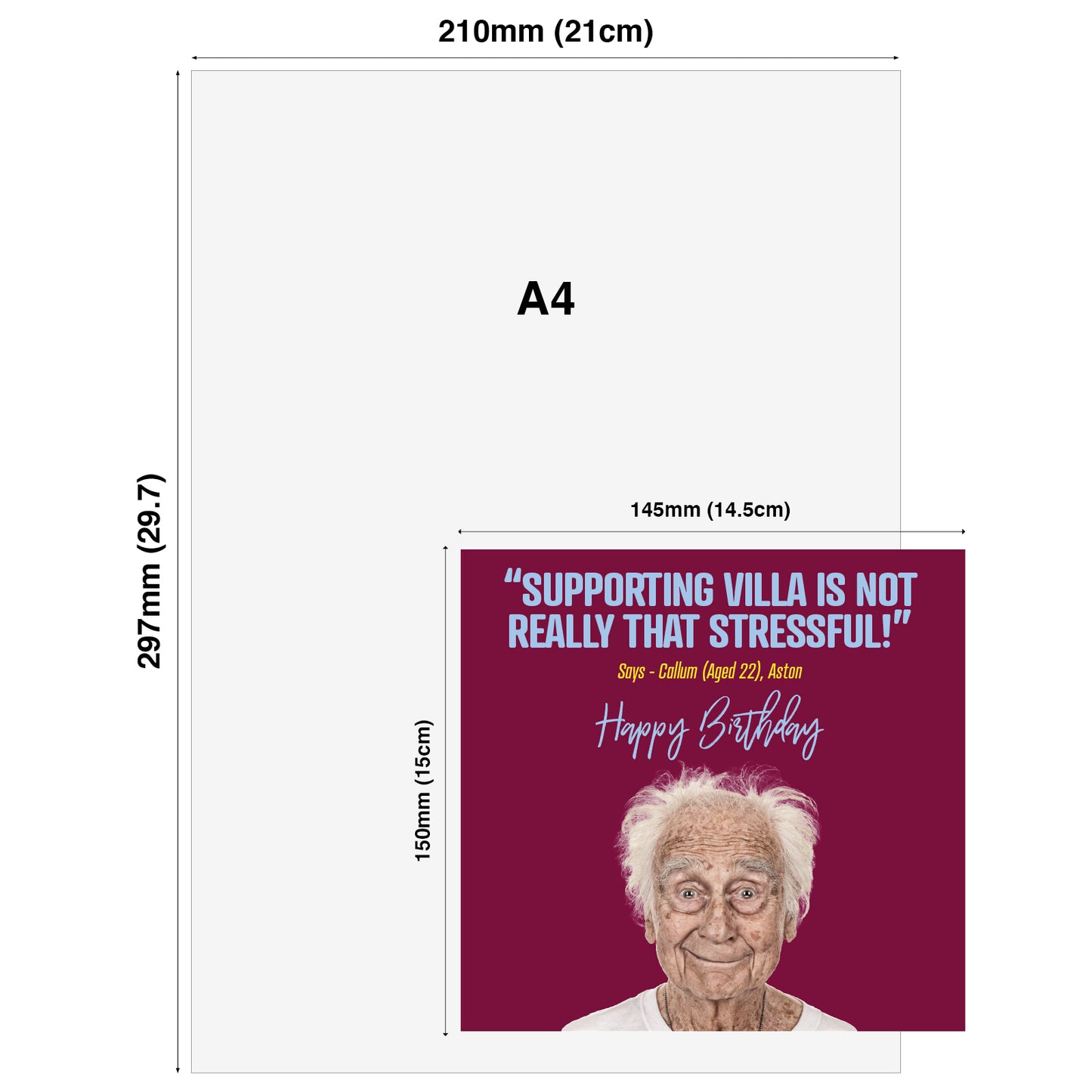 Funny football Birthday Card – Supporting Villa Is Not Really That Stressful! - Says