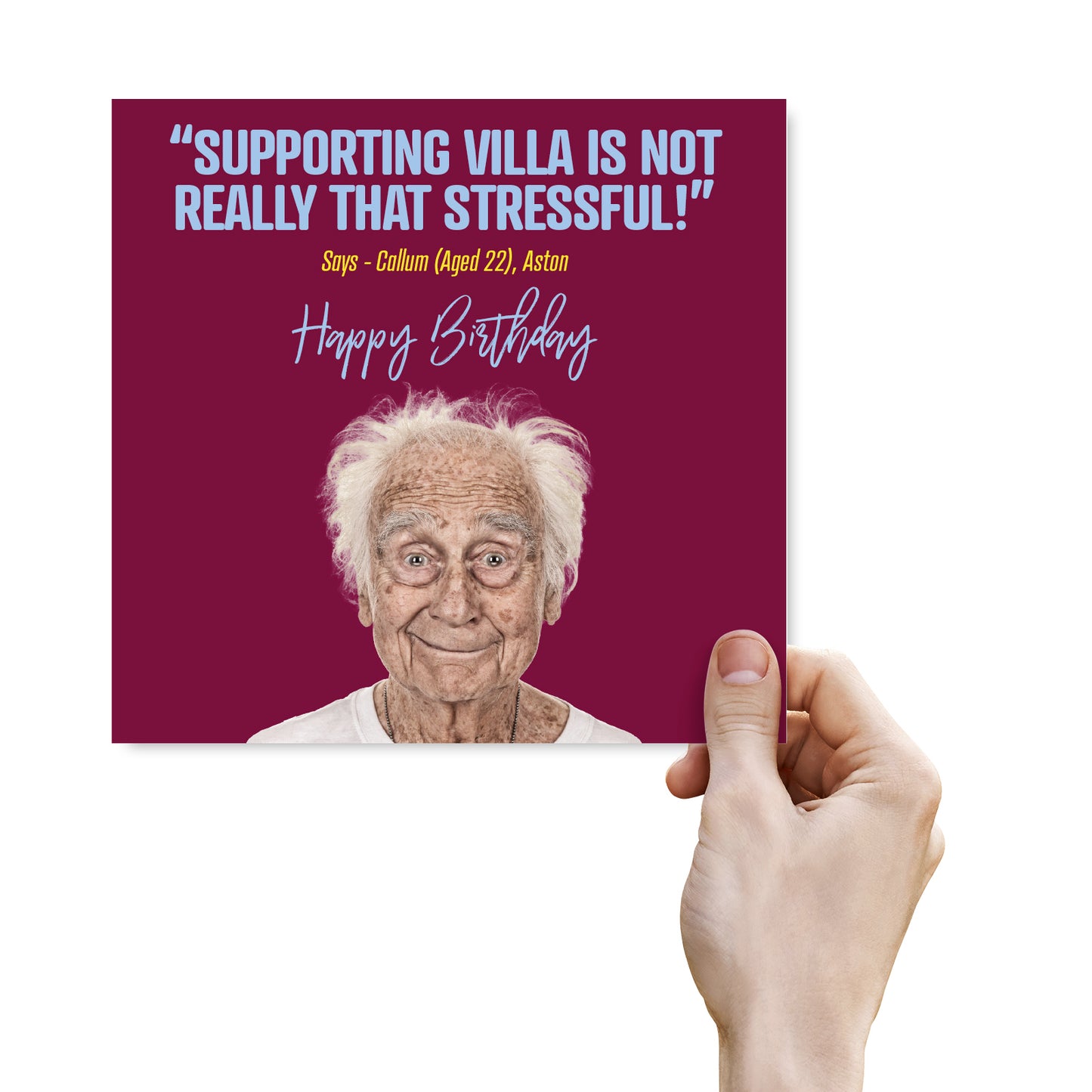 Funny football Birthday Card – Supporting Villa Is Not Really That Stressful! - Says