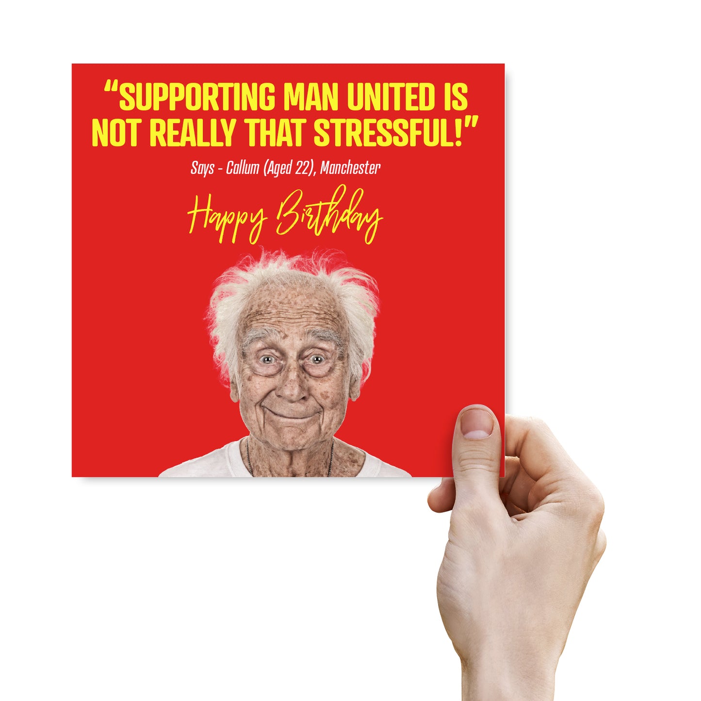 Funny football Birthday Card – Supporting Man United Is Not Really That Stressful!