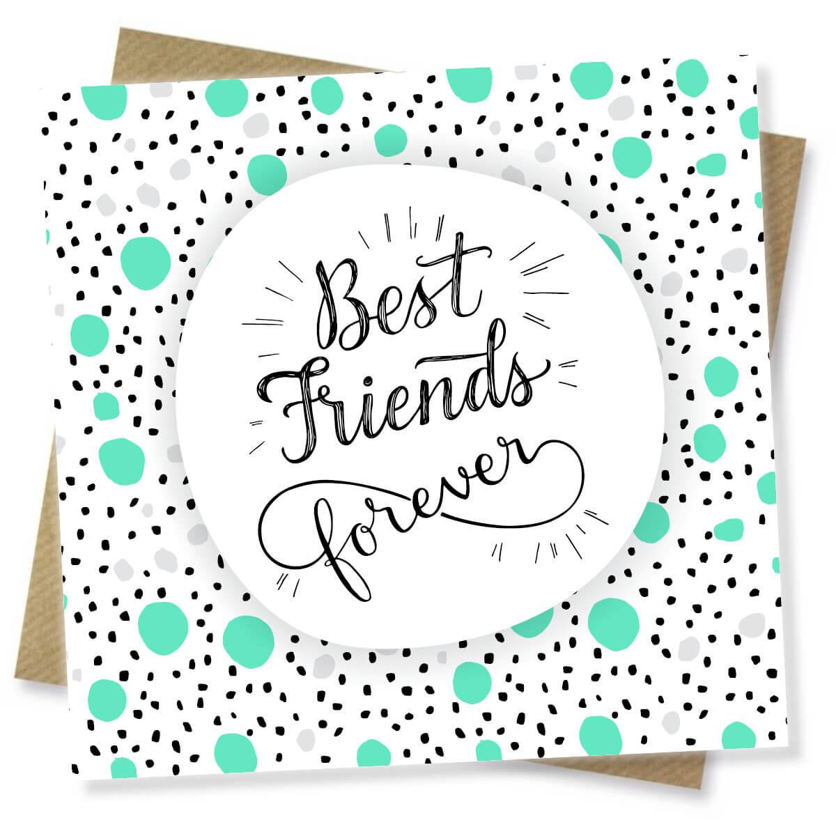 Best Friends Forever Birthday Greeting Card – Modern Black & Mint Design