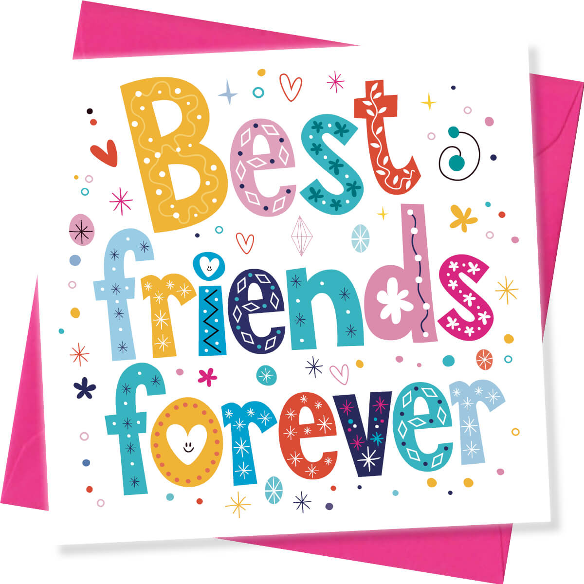 Best Friends Forever Birthday Greeting Card – Colourful Lettering Design