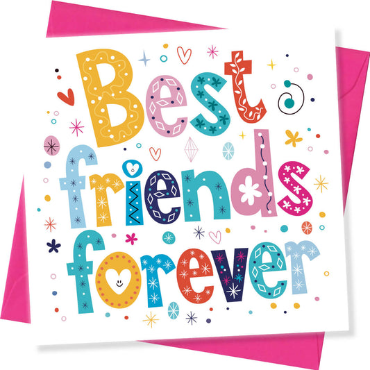 Best Friends Forever Birthday Greeting Card – Colourful Lettering Design