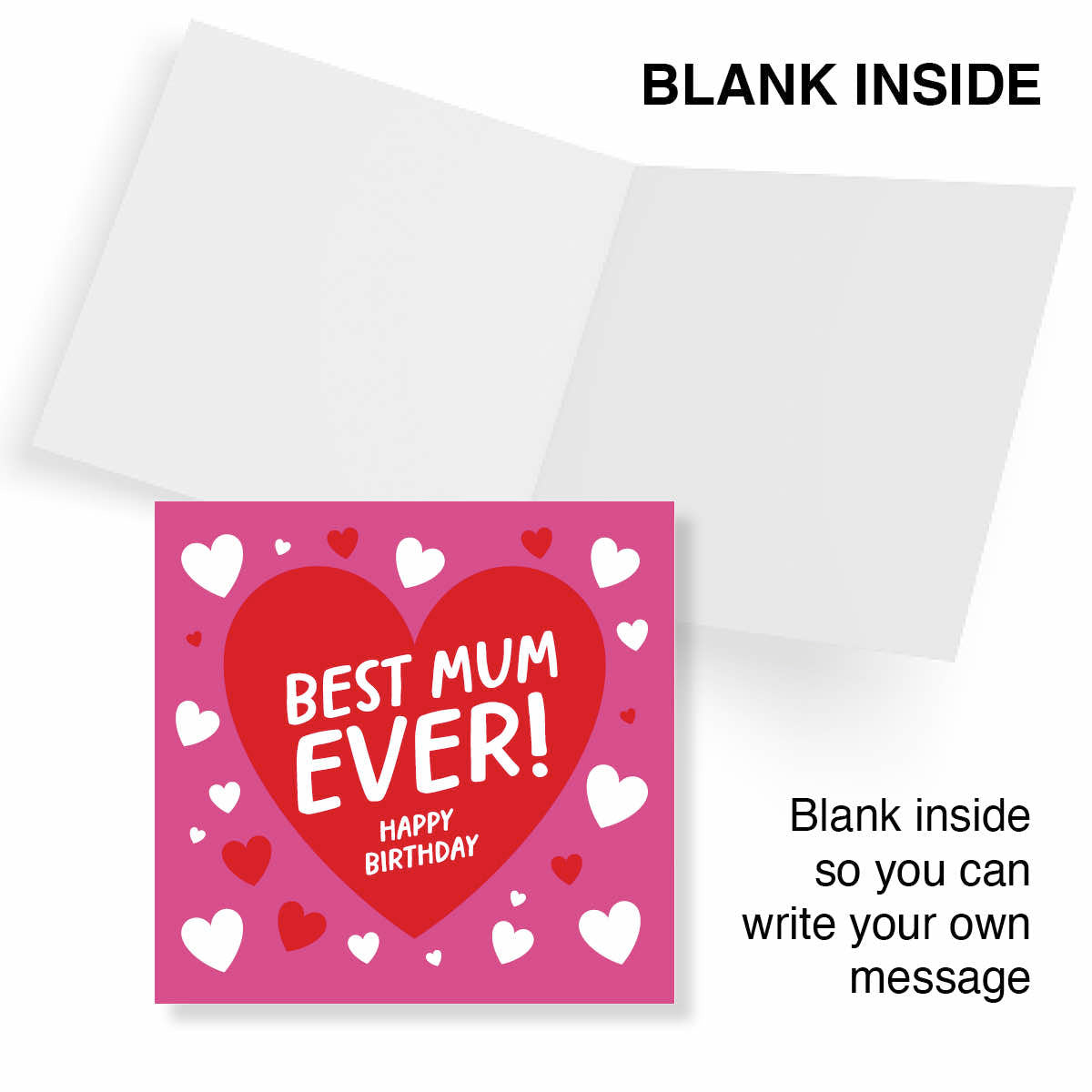 Birthday Card for Mum – Best Mum Ever Heart Design