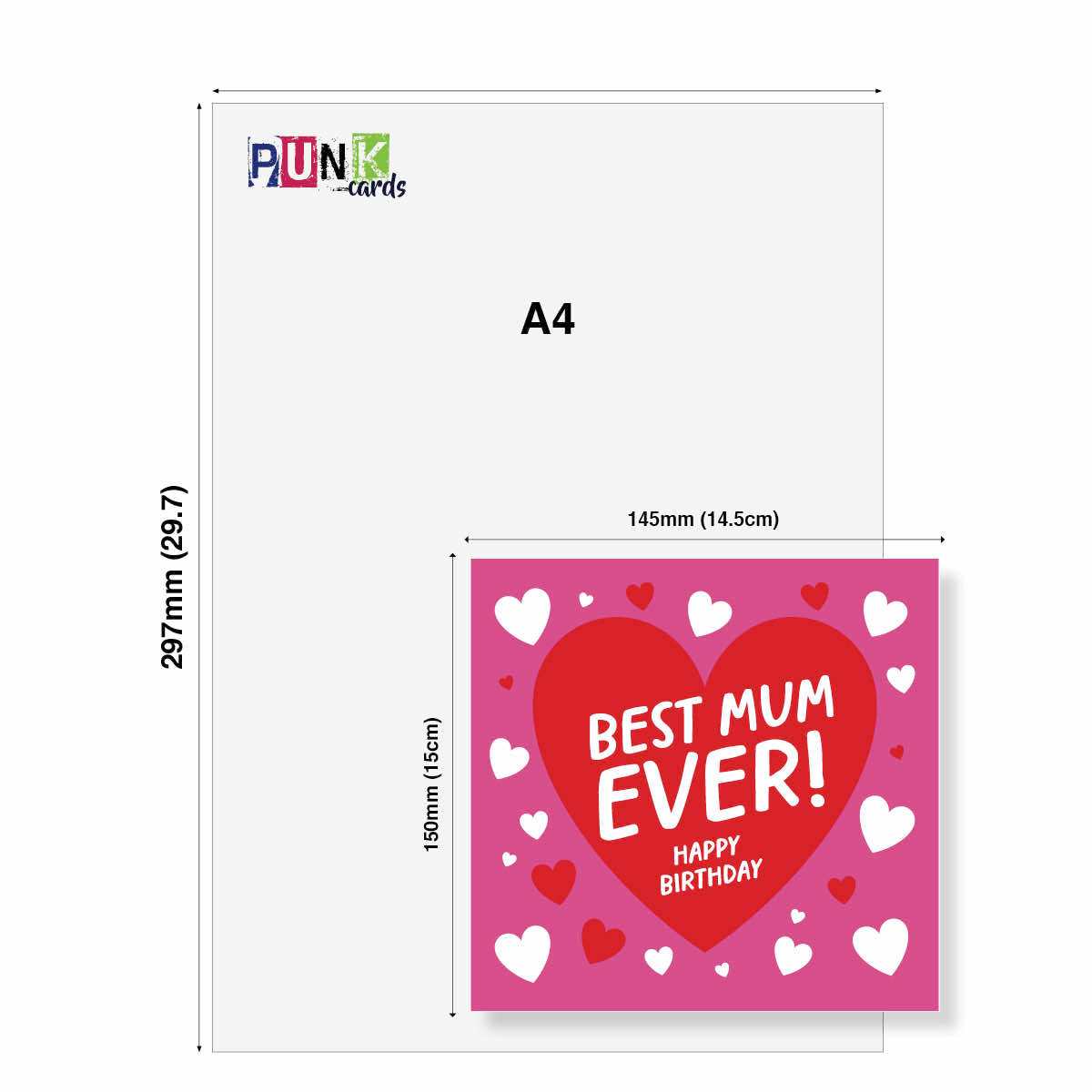 Birthday Card for Mum – Best Mum Ever Heart Design