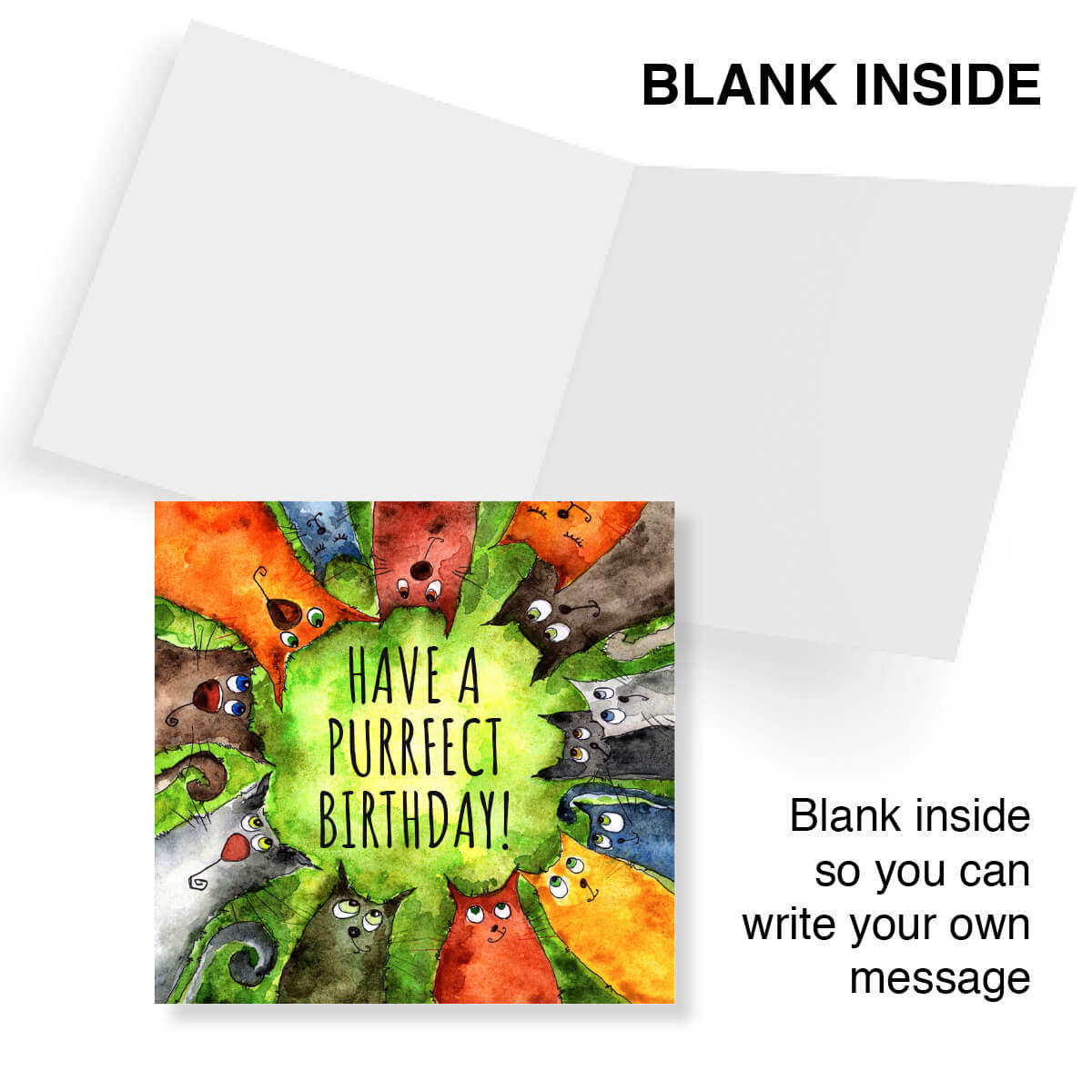 Funny Cat Birthday Card – Have a Purrfect Birthday (Group of Cats Design)