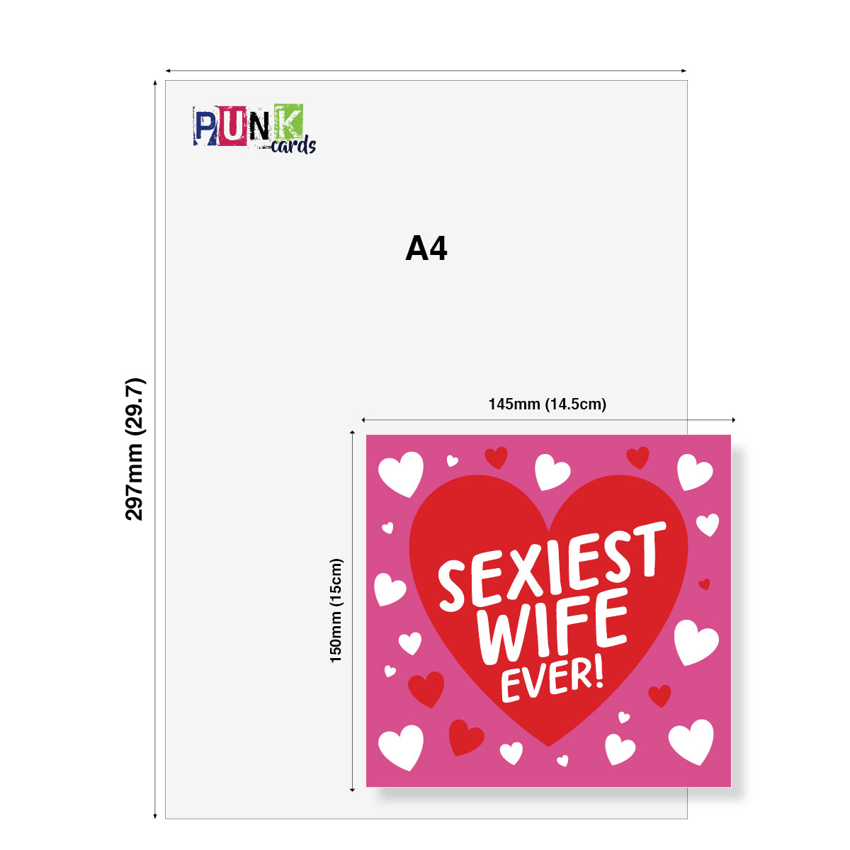 Greeting card with 'Sexiest Wife Ever!' design on a white background