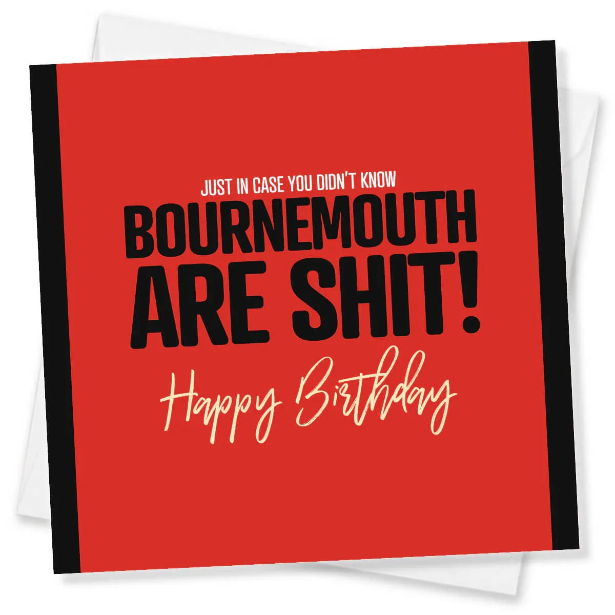 Red birthday card with black and white text on a white background