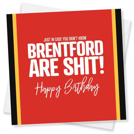 Red birthday card with white text on a white background