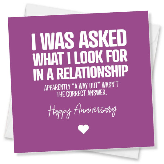 Purple card with white text and a heart on a white background