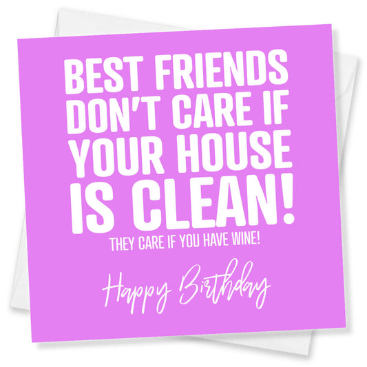 Birthday card with humorous text on a purple background