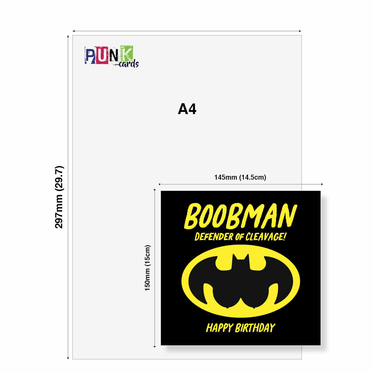 Rude Birthday Card – Boobman, Defender of Cleavage