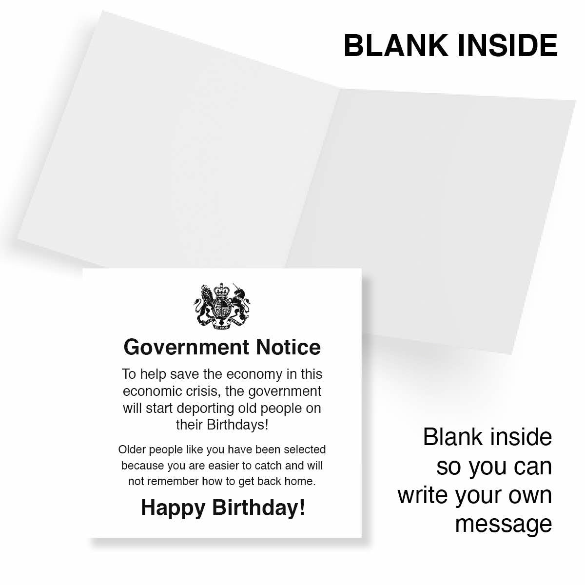 Funny Birthday Card – Government Notice for Old People