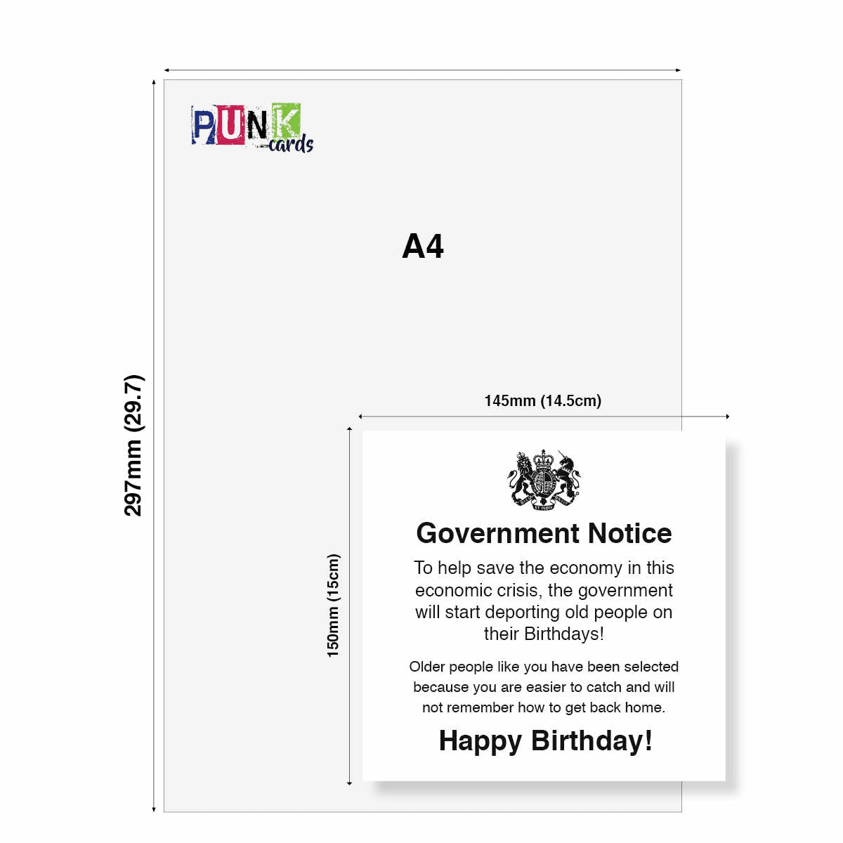Funny Birthday Card – Government Notice for Old People