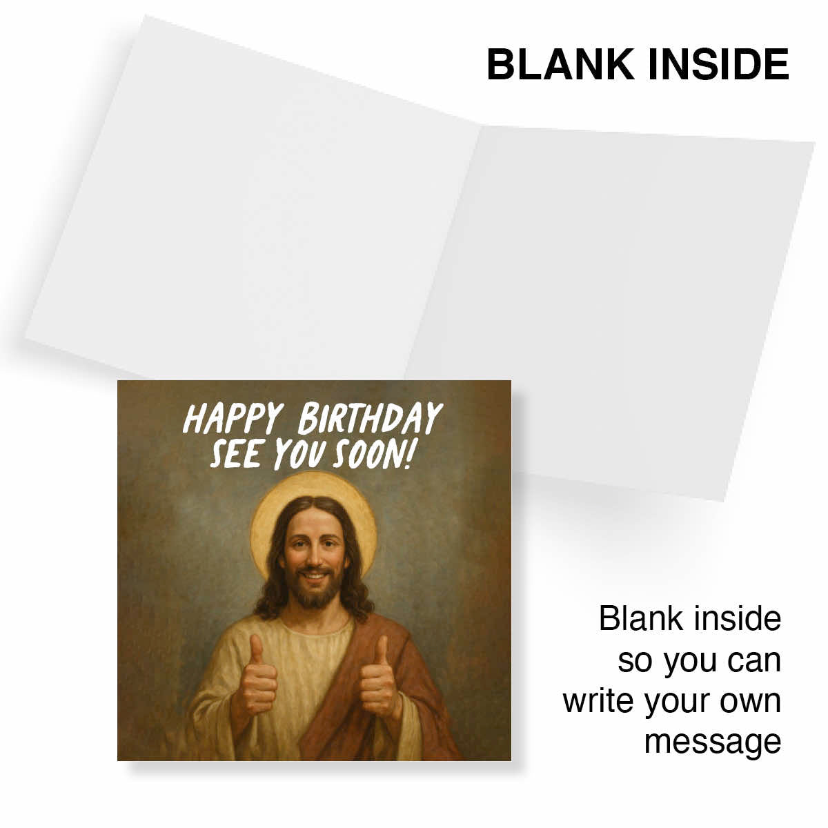 Funny Jesus Birthday Card – Happy Birthday, See You Soon