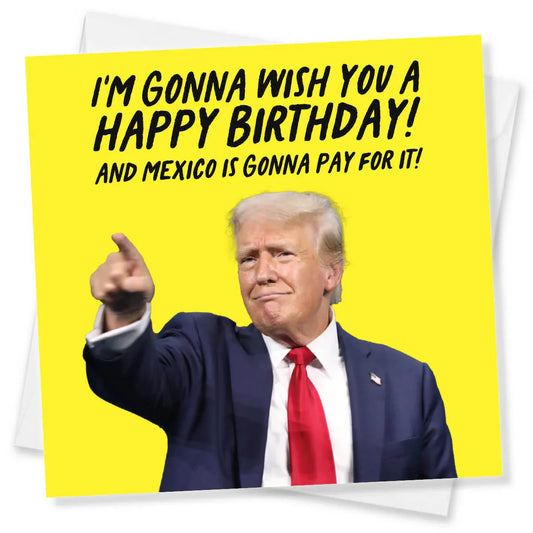 Card with a graphic of a person pointing and text on a yellow background