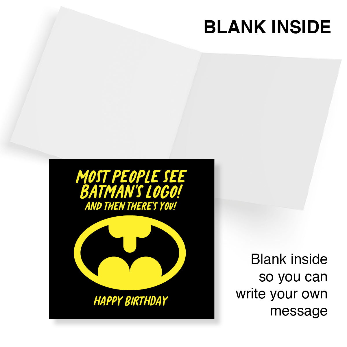 Funny Birthday Card – “Most People See the Batman Logo… And Then There’s You!”, Humorous Superhero-Style Birthday Card