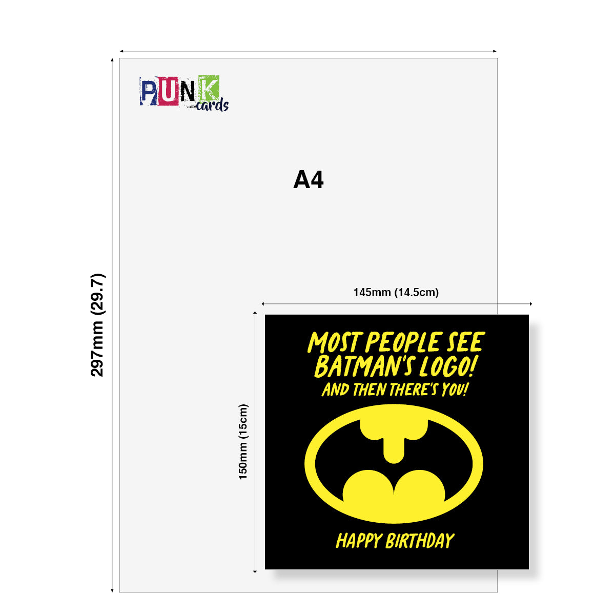 Funny Birthday Card – “Most People See the Batman Logo… And Then There’s You!”, Humorous Superhero-Style Birthday Card