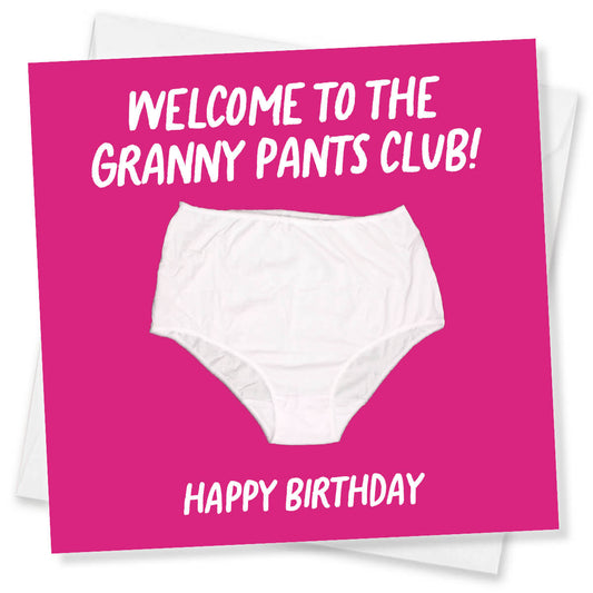 Funny Rude Birthday Card for Her – Funny Granny Pants Joke Card – Cheeky Age Birthday Card