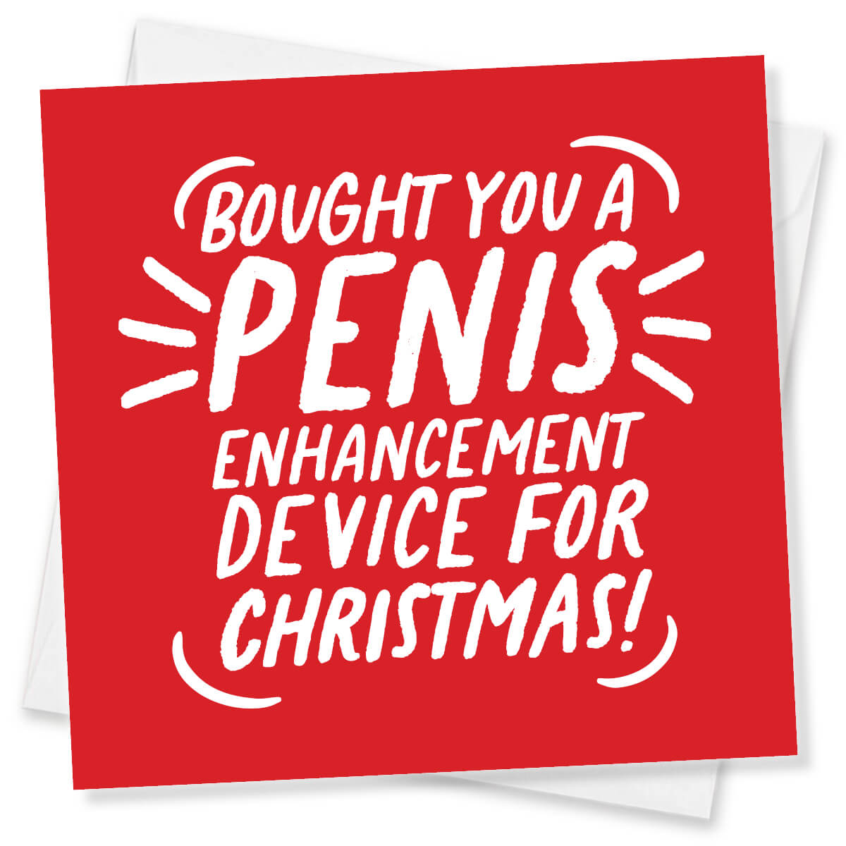 Red card with white text on a white background