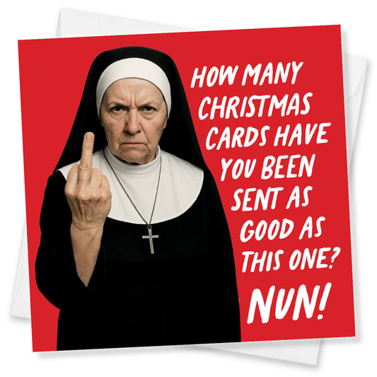 Funny Christmas Card, Funny and cheeky nun design with hilarious punchline